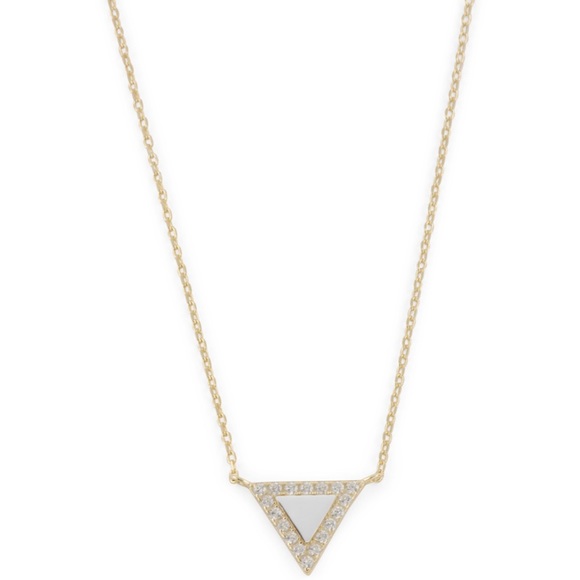 14K Gold Plated Sterling Silver 16” Triangle Neckl - Picture 2 of 4